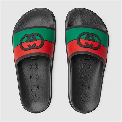 gucci women's rubber slide sandals|Gucci interlocking g slide sandal.